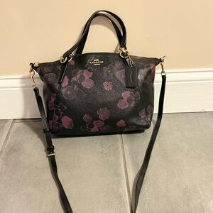 Coach Black and Purple Floral Crossbody Bag